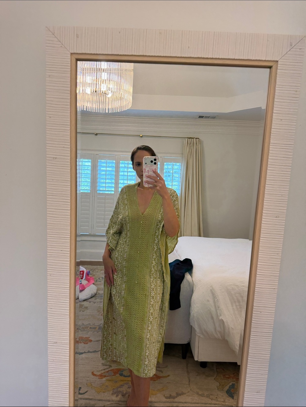 Zara Lime Green V-Neck Caftan cover up dress